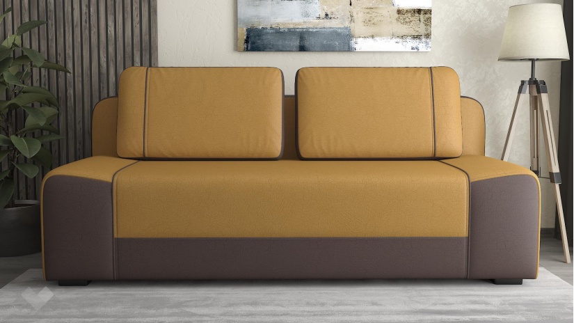 Канапе Тренд триместни горчица с кафяво - изглед 2