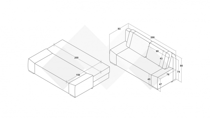 Канапе Тренд триместни горчица с кафяво - изглед 6