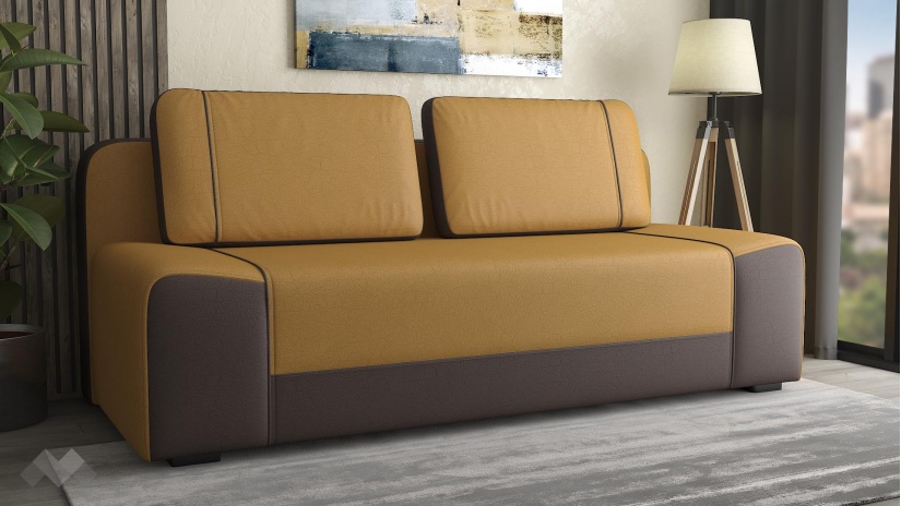 Канапе Тренд триместни горчица с кафяво - изглед 1