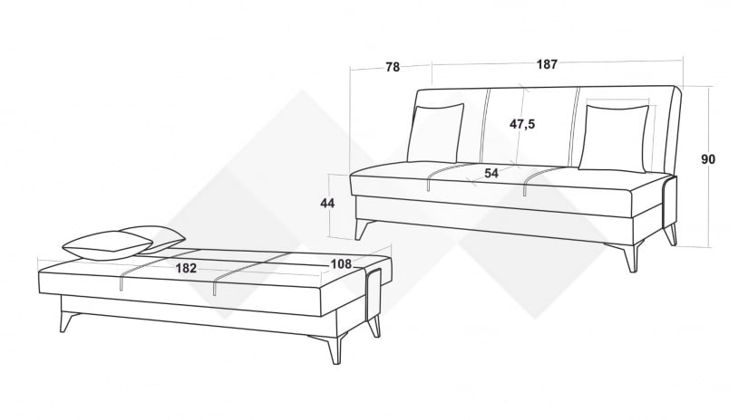 Клик-клак канапе Мерит триместни кафяв - изглед 6 - МебелМаг Клик-клак канапе Мерит триместни кафяв - изглед 6