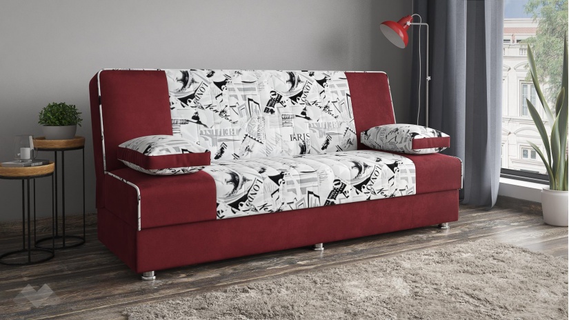 Клик-клак канапе Рафи триместни бордо - изглед 2