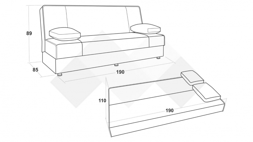 Клик-клак канапе Рафи триместни сив - изглед 5