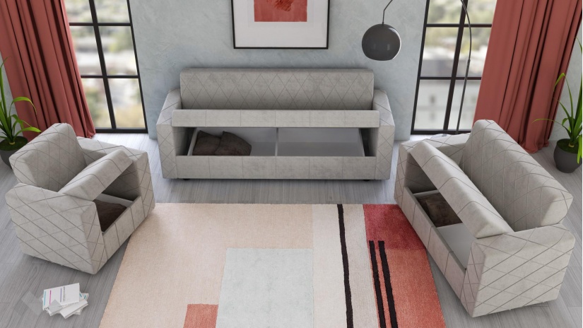 Комплект дивани за дневна Каталина комплекти бежов с кафяво - изглед 2