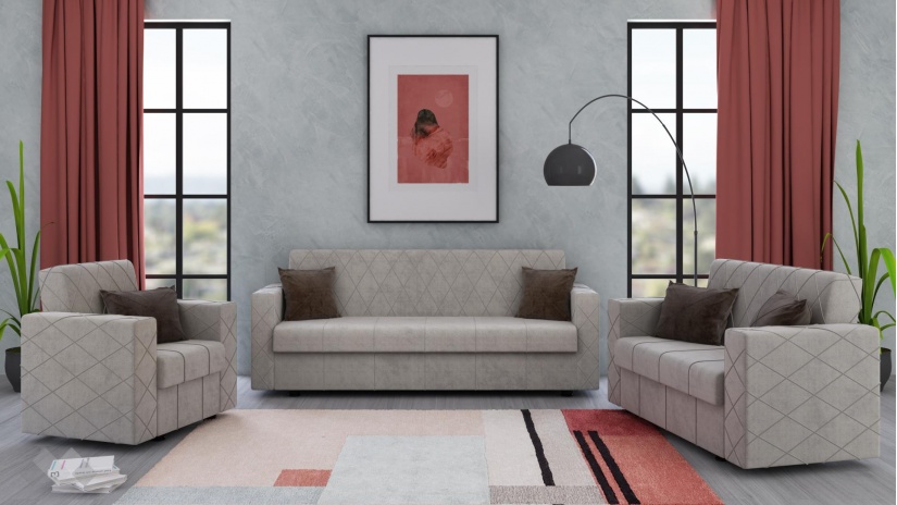 Комплект дивани за дневна Каталина комплекти бежов с кафяво - изглед 1