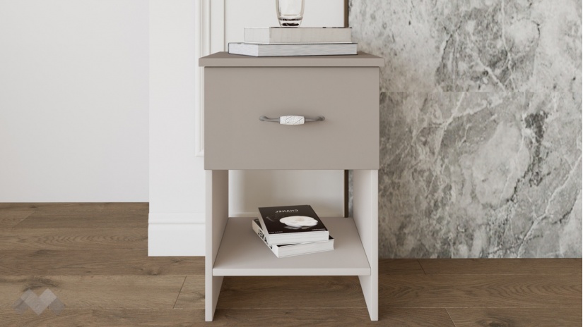 Нощни шкафчета Еридан кашмир с капучино мат - изглед 1 - МебелМаг Нощни шкафчета Еридан кашмир с капучино мат - изглед 1