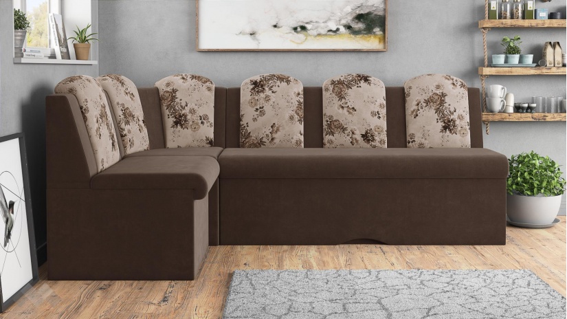 Кухненски ъгъл Гери универсален ъгъл кафяв с флорал - изглед 4