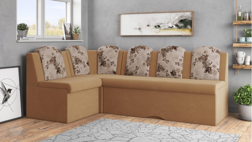 Кухненски ъгъл Гери универсален ъгъл светло кафяво - изглед 2 - МебелМаг Кухненски ъгъл Гери универсален ъгъл светло кафяво - изглед 2