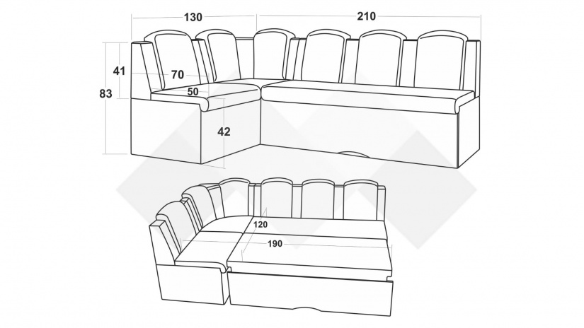 Кухненски ъгъл Гери универсален ъгъл светло кафяво - изглед 6 - МебелМаг Кухненски ъгъл Гери универсален ъгъл светло кафяво - изглед 6