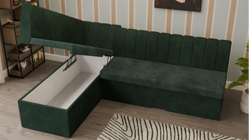 Кухненски ъгъл Кариби с посока зелен - изглед 3 - МебелМаг Кухненски ъгъл Кариби с посока зелен - изглед 3