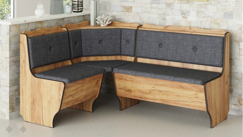 Кухненски ъгъл Катерини универсален ъгъл златен дъб с антрацит - изглед 1 - МебелМаг Кухненски ъгъл Катерини универсален ъгъл златен дъб с антрацит - изглед 1