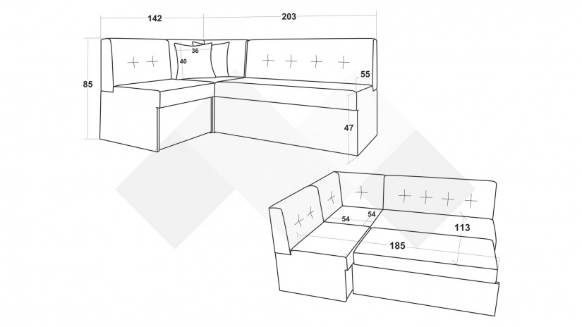 Кухненски ъгъл Марио универсален ъгъл кафяв - изглед 7 - МебелМаг Кухненски ъгъл Марио универсален ъгъл кафяв - изглед 7