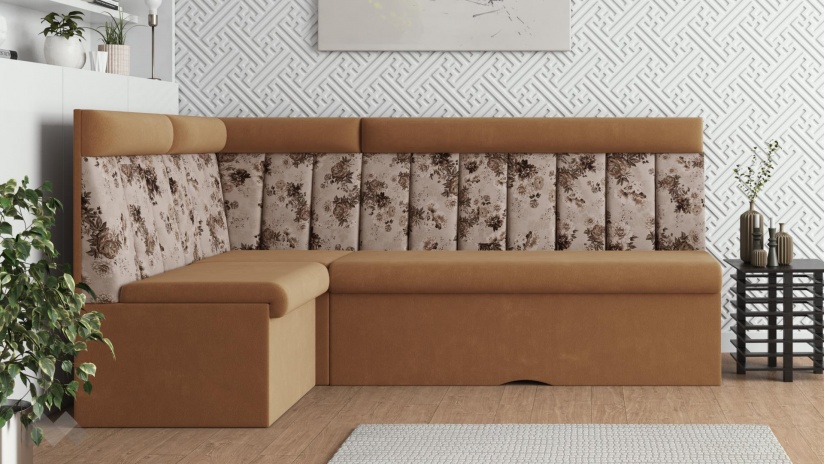 Кухненски ъгъл Мони универсален светло кафяв - изглед 3 - МебелМаг Кухненски ъгъл Мони универсален светло кафяв - изглед 3