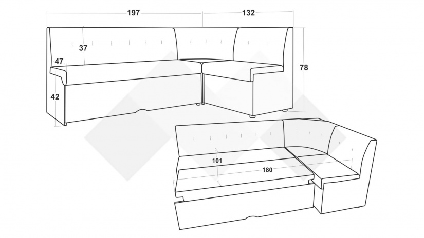 Кухненски ъгъл Патрик универсален ъгъл кафяв с бежово - изглед 7
