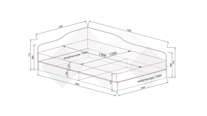 Легло 120/190 Скай с включен матрак Бонел 120/190 нардо сив - изглед 4