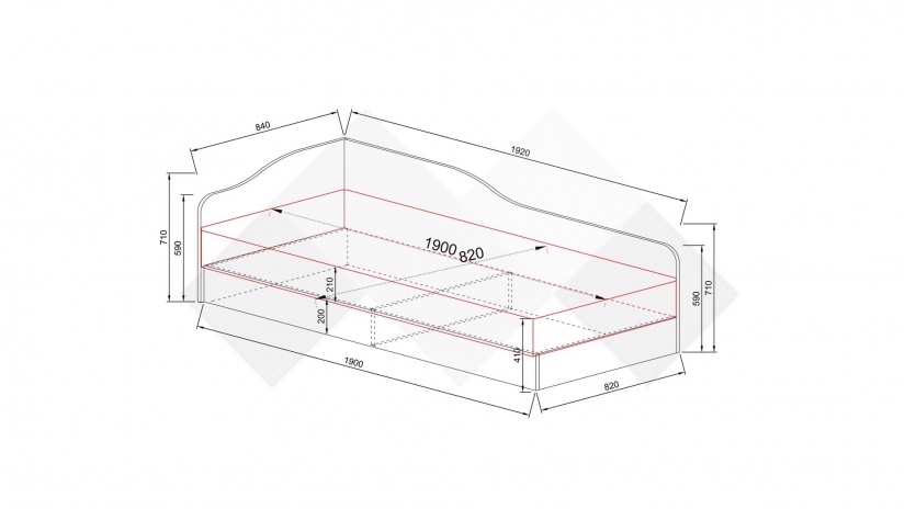 Легло 82/190 Скай с включен матрак Бонел 82/190 нардо сив - изглед 4 - МебелМаг Легло 82/190 Скай с включен матрак Бонел 82/190 нардо сив - изглед 4