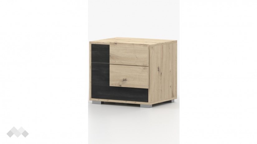 Нощно шкафче Бафра дъб артисан с тъмен норвежки бор - изглед 3 - МебелМаг Нощно шкафче Бафра дъб артисан с тъмен норвежки бор - изглед 3