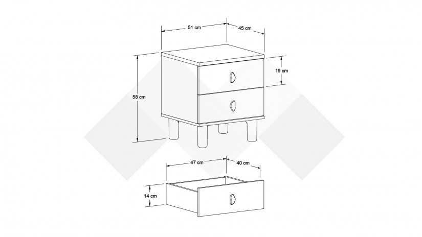 Нощен шкаф Бохем дъб флорида с пясъчно сиво - изглед 4
