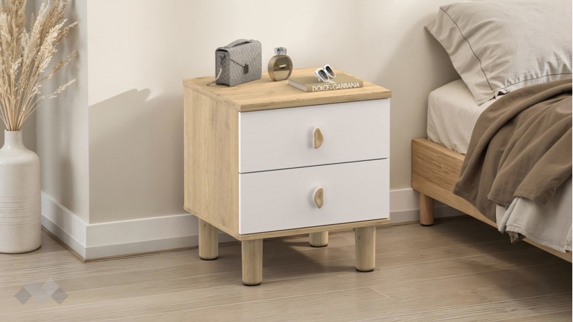 Нощен шкаф Бохем дъб флорида с пясъчно сиво - изглед 1