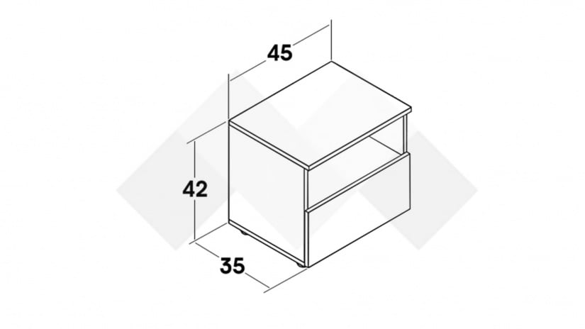 Нощен шкаф Кайли дъб вотан с черно шагре - изглед 2 - МебелМаг Нощен шкаф Кайли дъб вотан с черно шагре - изглед 2