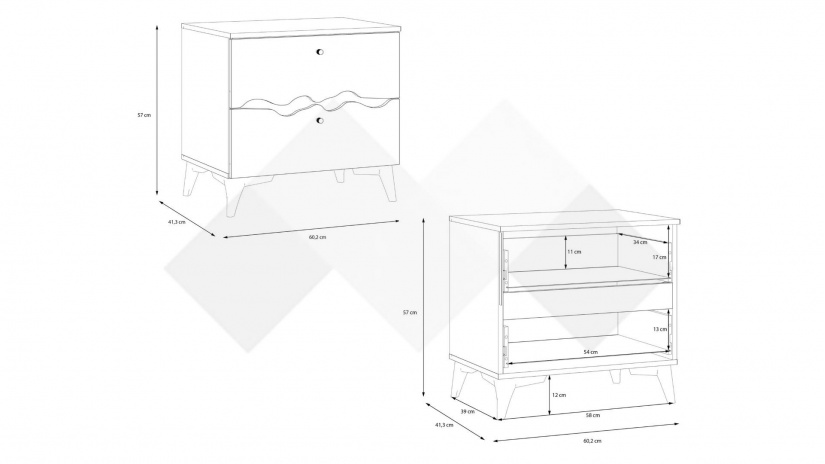 Нощен шкаф Кения колониален дъб със златно - изглед 6 - МебелМаг Нощен шкаф Кения колониален дъб със златно - изглед 6