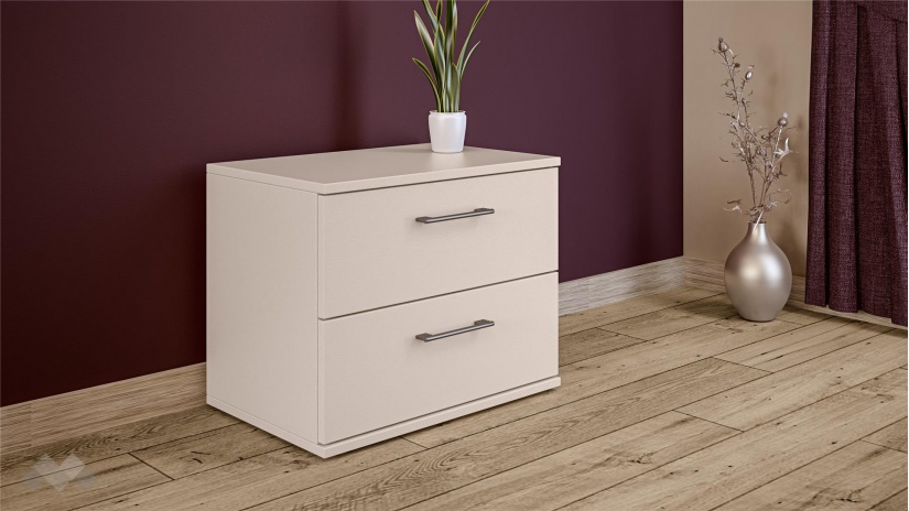 Нощен шкаф Керина памучно бежов с травертин - изглед 1