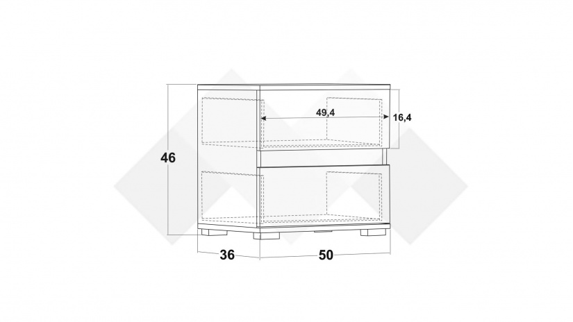 Нощно шкафче Латте тъмен норвежки бор - изглед 4 - МебелМаг Нощно шкафче Латте тъмен норвежки бор - изглед 4