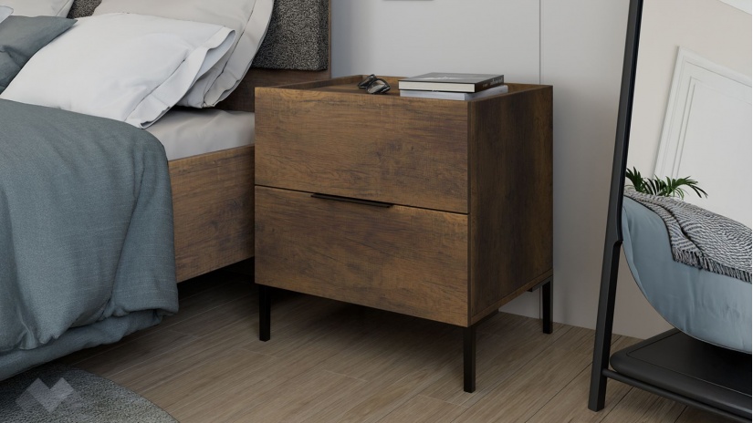 Нощен шкаф Огняна орех осло - изглед 1 - МебелМаг Нощен шкаф Огняна орех осло - изглед 1