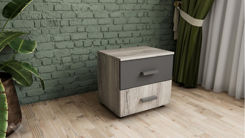 Нощен шкаф Оптима малта с антрацит - изглед 1 - МебелМаг Нощен шкаф Оптима малта с антрацит - изглед 1