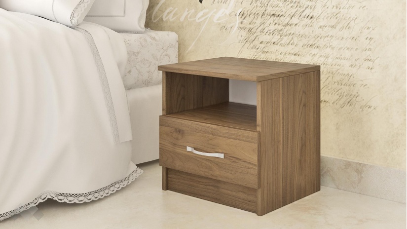 Нощен шкаф Кери орех адмирал - изглед 1 - МебелМаг Нощен шкаф Кери орех адмирал - изглед 1