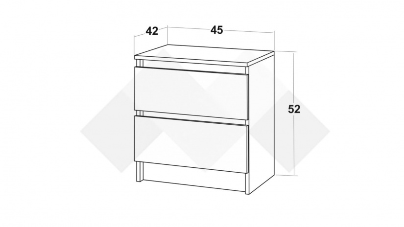 Нощно шкафче Лорис дъб кремона с бял гланц - изглед 2