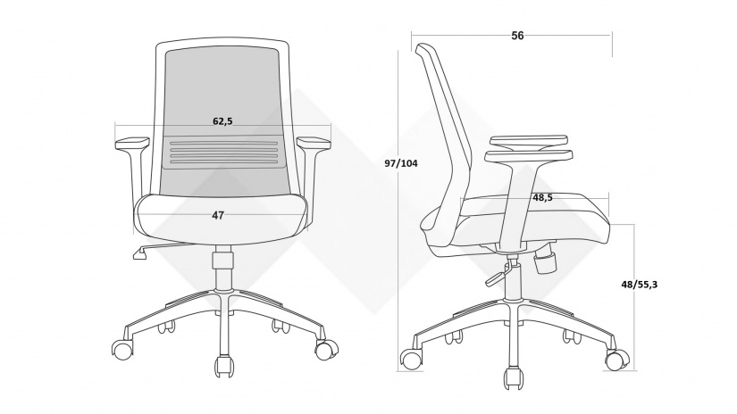Офис стол Кайрон черен - изглед 9