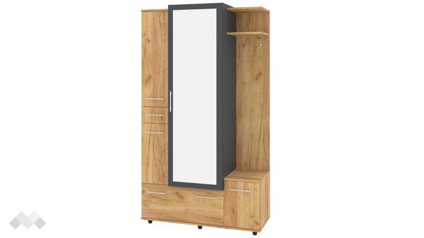 Портманто Медея златен дъб с антрацит - изглед 2 - МебелМаг Портманто Медея златен дъб с антрацит - изглед 2