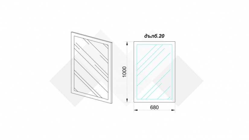 Огледало Орландо черно шагрен - изглед 2