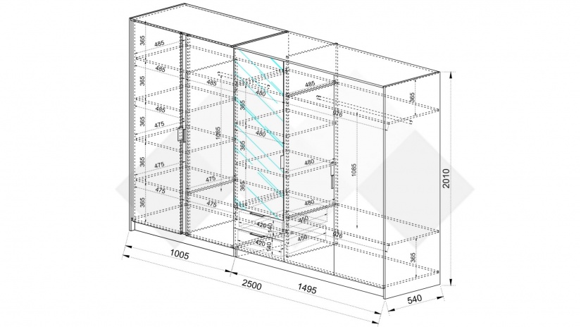 Гардероб Кашмир петкрилни кашмир - изглед 2 - МебелМаг Гардероб Кашмир петкрилни кашмир - изглед 2