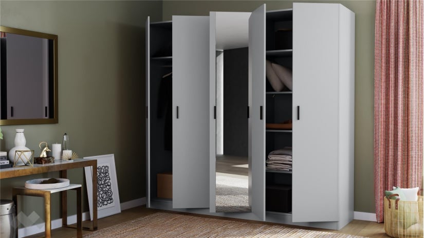 Гардероб Скай петкрилни нардо сив - изглед 2