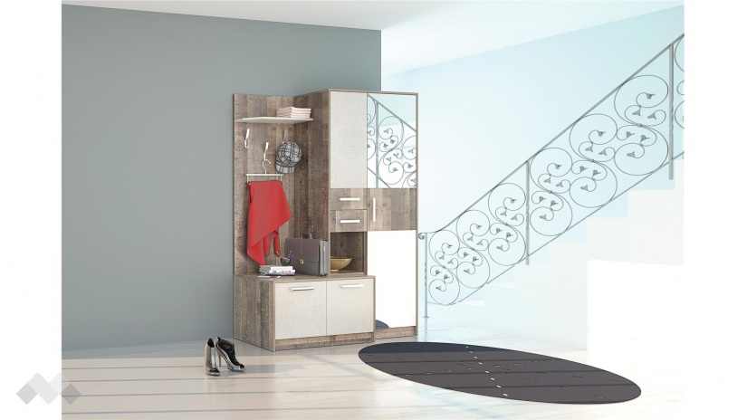 Портманто Алберто колониален дъб с лино канова - изглед 1 - МебелМаг Портманто Алберто колониален дъб с лино канова - изглед 1