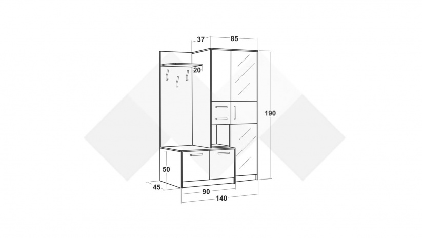Портманто Алберто лино канова с колониален дъб - изглед 3