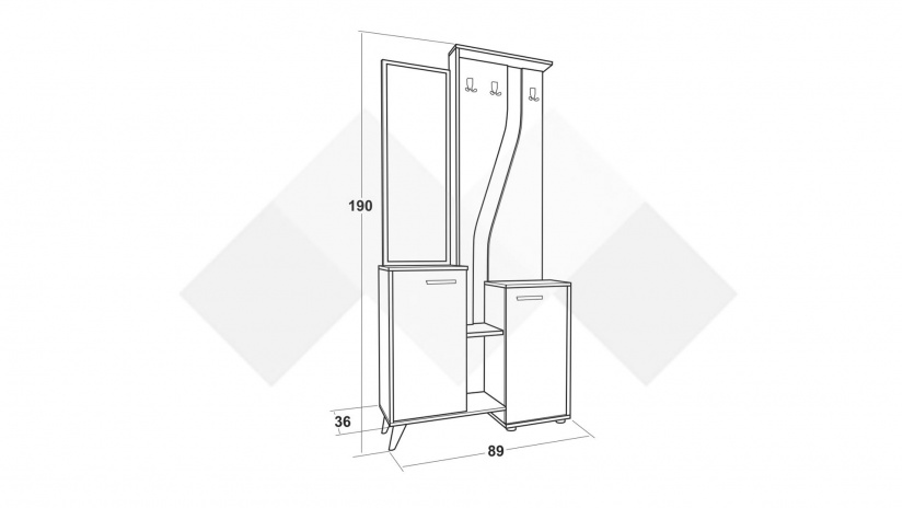 Портманто Амбър дъб мока с бял гланц - изглед 2