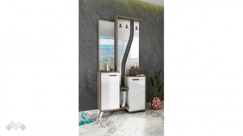 Портманто Амбър дъб мока с бял гланц - изглед 1