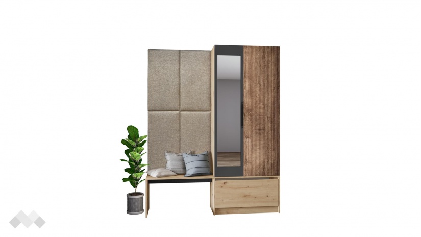 Портманто Атина дъб артисан с графит и дъб натурал - изглед 12 - МебелМаг Портманто Атина дъб артисан с графит и дъб натурал - изглед 12