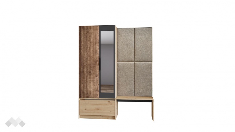 Портманто Атина дъб артисан с графит и дъб натурал - изглед 9 - МебелМаг Портманто Атина дъб артисан с графит и дъб натурал - изглед 9