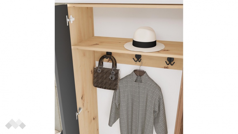 Портманто Атина дъб артисан с графит и дъб натурал - изглед 5 - МебелМаг Портманто Атина дъб артисан с графит и дъб натурал - изглед 5