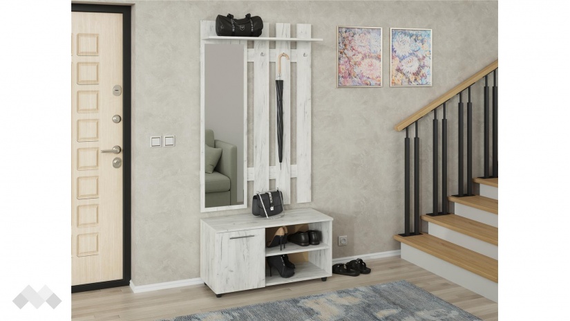 Портманто Рандеву дъб крафт бял - изглед 1