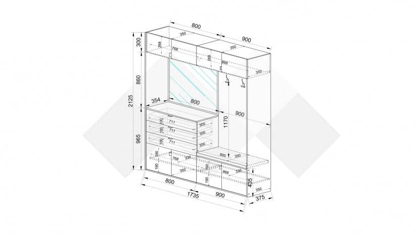 Портманто Хармония дъб гардън с кашмир - изглед 7