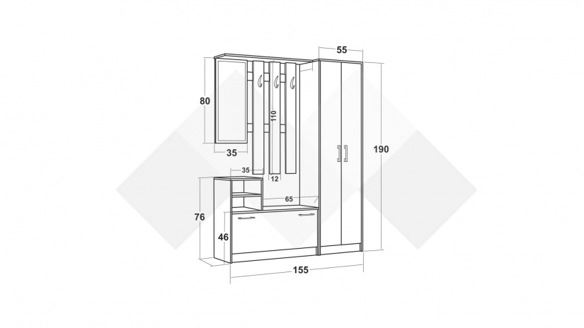 Портманто Микел дъб вотан светъл - изглед 3