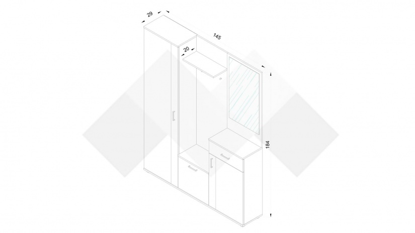 Портманто Трио светъл олд стайл с матера - изглед 2