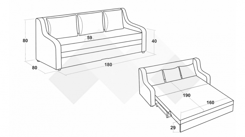 Диван Фили триместни сив - изглед 4 - МебелМаг Диван Фили триместни сив - изглед 4