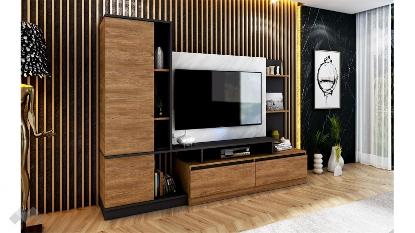 Секция Джаз с гардероб черно с денвър и мрамор - изглед 2