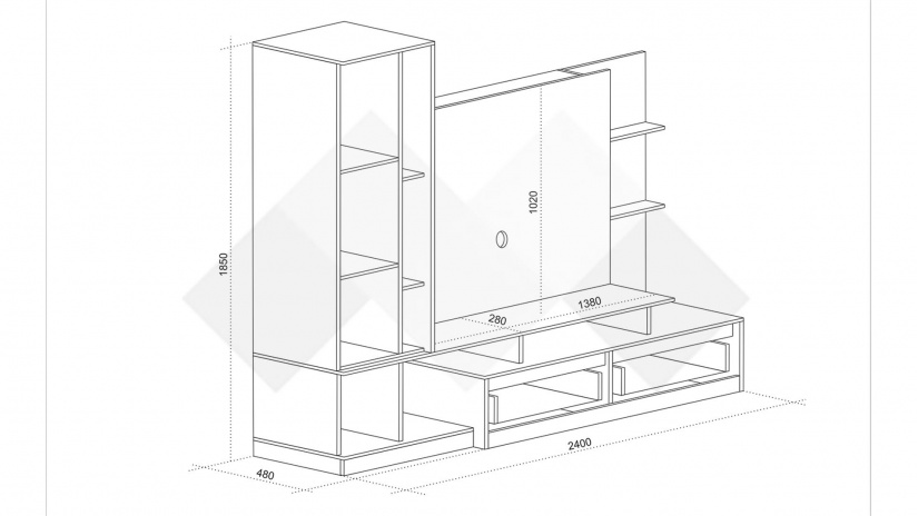 Секция Джаз с гардероб черно с денвър и мрамор - изглед 3