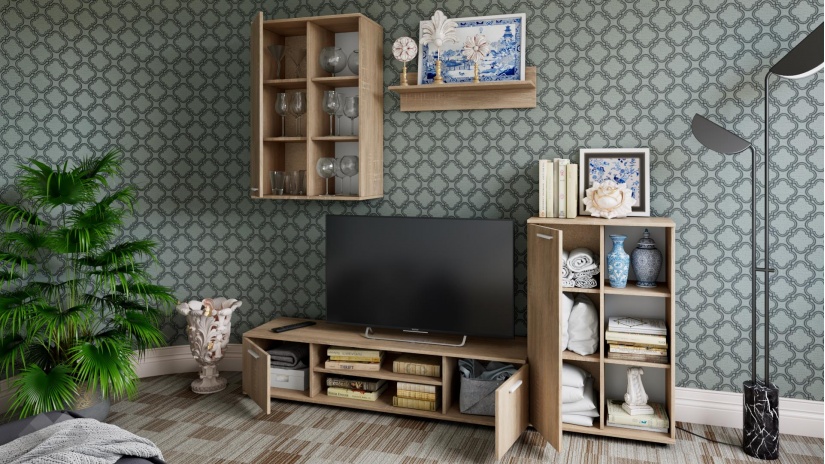 Секция Арго модулни дъб сонома - изглед 2 - МебелМаг Секция Арго модулни дъб сонома - изглед 2